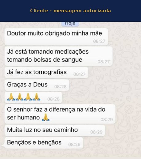 Cliente agradecendo pelo tratamento e exames da mãe